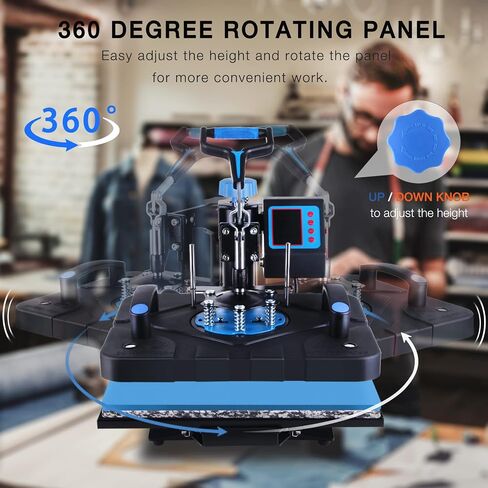 HORGELU Upgraded 8 in 1 Heat Press Machine 15x15 Inch Heat Transfer Machine 360-Degree Swing Away Multifunction Digital Sublimation Combo Heat Press for T Shirt Mug Hat Plate for Commercial Home 110V in Saudi Arabia