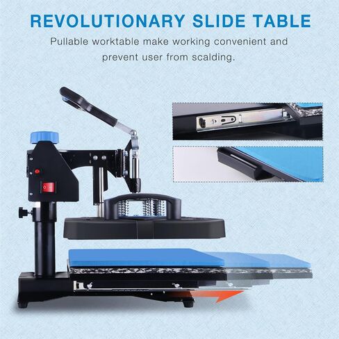 HORGELU Upgraded 8 in 1 Heat Press Machine 15x15 Inch Heat Transfer Machine 360-Degree Swing Away Multifunction Digital Sublimation Combo Heat Press for T Shirt Mug Hat Plate for Commercial Home 110V in Saudi Arabia
