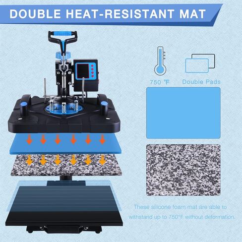 HORGELU Upgraded 8 in 1 Heat Press Machine 15x15 Inch Heat Transfer Machine 360-Degree Swing Away Multifunction Digital Sublimation Combo Heat Press for T Shirt Mug Hat Plate for Commercial Home 110V in Saudi Arabia