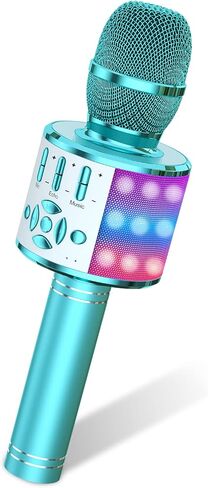 Amazmic Kids Karaoke Microphone Machine Toys for Girls Bluetooth Microphone with LED Light, Birthday Gift for Girls Boys 3 4 5 6 7 8 9 10 11 12 Year Old Kids Toys(Blue) in Saudi Arabia