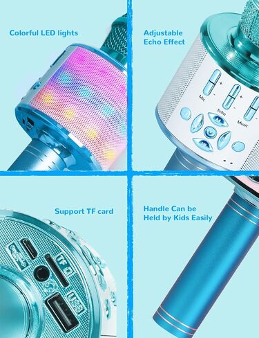 Amazmic Kids Karaoke Microphone Machine Toys for Girls Bluetooth Microphone with LED Light, Birthday Gift for Girls Boys 3 4 5 6 7 8 9 10 11 12 Year Old Kids Toys(Blue) in Saudi Arabia