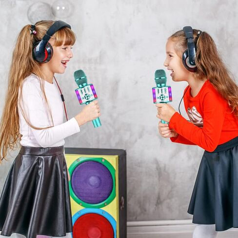 Amazmic Kids Karaoke Microphone Machine Toys for Girls Bluetooth Microphone with LED Light, Birthday Gift for Girls Boys 3 4 5 6 7 8 9 10 11 12 Year Old Kids Toys(Blue) in Saudi Arabia