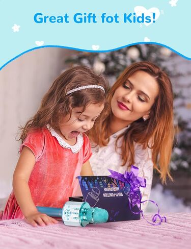 Amazmic Kids Karaoke Microphone Machine Toys for Girls Bluetooth Microphone with LED Light, Birthday Gift for Girls Boys 3 4 5 6 7 8 9 10 11 12 Year Old Kids Toys(Blue) in Saudi Arabia