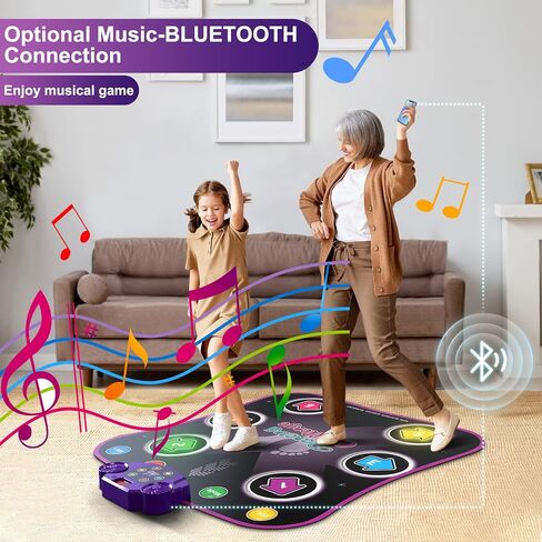 Flooyes Dance Mat Toys for 3-12 Year Old Kids, Electronic Dance Pad with Light-up 8-Button Wireless Bluetooth, Music Dance with 5 Game Modes, Birthday Toys Gifts for 3 4 5 6 7 8 9 10+ Year Old Girls in Kuwait