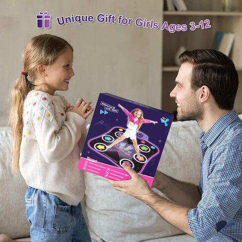 Flooyes Dance Mat Toys for 3-12 Year Old Kids, Electronic Dance Pad with Light-up 8-Button Wireless Bluetooth, Music Dance with 5 Game Modes, Birthday Toys Gifts for 3 4 5 6 7 8 9 10+ Year Old Girls in Kuwait