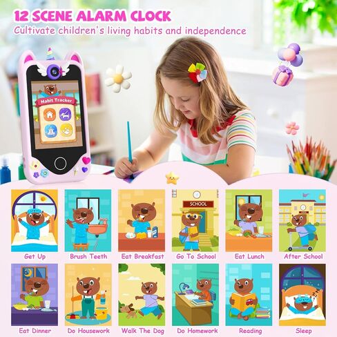 Kids Smart Phone for Girls Gifts - Toddler Christmas Birthday Gift for Age 3 4 5 6 Year Old, Kids Cell Phone Toy with Touchscreen, Dual Cameras, Learning, Music Player, Games with 32 GB Card in Saudi Arabia