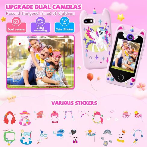 Kids Smart Phone for Girls Gifts - Toddler Christmas Birthday Gift for Age 3 4 5 6 Year Old, Kids Cell Phone Toy with Touchscreen, Dual Cameras, Learning, Music Player, Games with 32 GB Card in Saudi Arabia