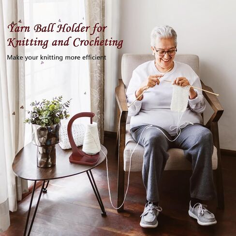 JUCPASH Yarn Ball Holder for Knitting and Crocheting, Wooden Yarn Spinner with Magnetic Metal Twirling Mechanism and Anti-Slip Pads, Crochet Gift for Knitting Lovers in Saudi Arabia