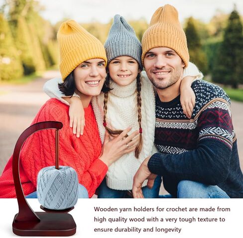 JUCPASH Yarn Ball Holder for Knitting and Crocheting, Wooden Yarn Spinner with Magnetic Metal Twirling Mechanism and Anti-Slip Pads, Crochet Gift for Knitting Lovers in Saudi Arabia