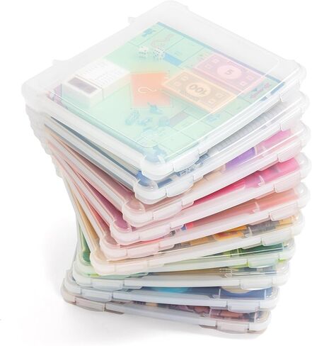 IRIS USA Portable Board Game Organizer Plastic Project Storage Case Box with Snap-Tight Latch, 10-Pack, Fits 8.5" x 11" Papers, for Games Puzzle Magazine A4 Paper Craft Hobby Art Supplies, Slim,Clear in Saudi Arabia