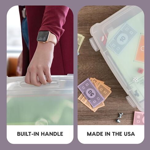 IRIS USA Portable Board Game Organizer Plastic Project Storage Case Box with Snap-Tight Latch, 10-Pack, Fits 8.5" x 11" Papers, for Games Puzzle Magazine A4 Paper Craft Hobby Art Supplies, Slim,Clear in Saudi Arabia