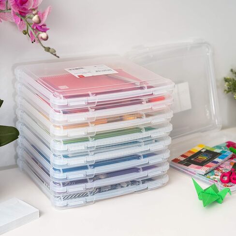 IRIS USA Portable Board Game Organizer Plastic Project Storage Case Box with Snap-Tight Latch, 10-Pack, Fits 8.5" x 11" Papers, for Games Puzzle Magazine A4 Paper Craft Hobby Art Supplies, Slim,Clear in Saudi Arabia