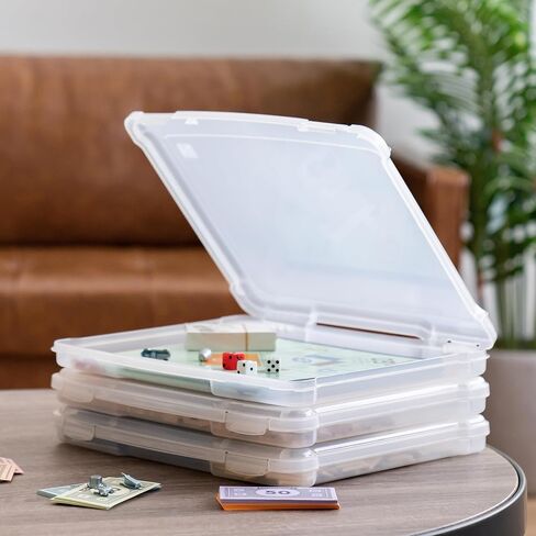 IRIS USA Portable Board Game Organizer Plastic Project Storage Case Box with Snap-Tight Latch, 10-Pack, Fits 8.5" x 11" Papers, for Games Puzzle Magazine A4 Paper Craft Hobby Art Supplies, Slim,Clear in Saudi Arabia