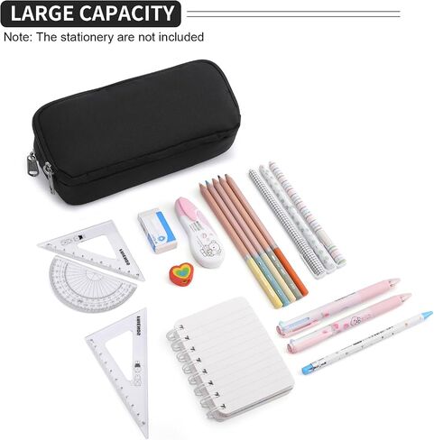 Della Gao Large Pencil Case, Big Capacity Pencil Pouch with 2 Compartments in Kuwait
