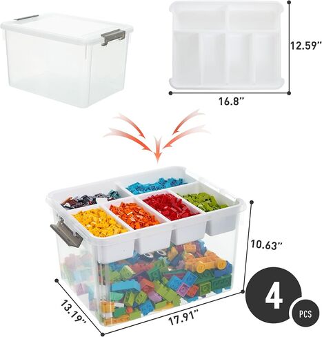 Citylife 17 QT Plastic Storage Box with Removable Tray Craft Organizers and Storage Clear Storage Container for Organizing Bead, Tool, Sewing, Playdoh in Kuwait
