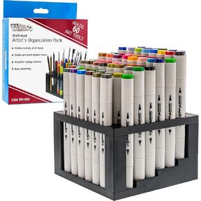 U.S. Art Supply 96 Slot Marker Organizer & Paint Brush Holder – Marker Storage, Pens, Brushes, Colored Pencils