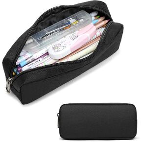 Della Gao Small Pencil Case Large Capacity Pencil Pouch Marker Pen Bag Coin Pouch Office Stationery Organizer (Balck)