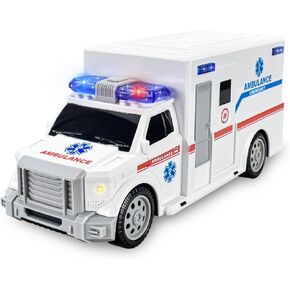 Ambulance Toys for Kids 3-12 Years Old, Electric Toys - with Bright Flashing 4D Lights and Real Sounds for Boys & Girl Ages 3+ Miracle Gift (White) (HC034)