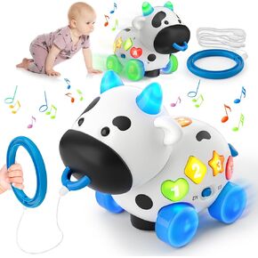 Musical Cow Baby Toys 6-12-18 Months, Bilingual Crawling Walking Toddler Educational Learning Toy for 1 Year Old Boy Girl Birthday Gifts, 6 7 8 9 10 12 Month Old