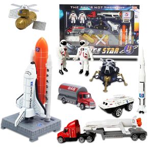 OTONOPI Space Shuttle Rocket Toys Set for Kids 3 4 5 6 7 8 9+ Years Old Rocket Ship Toys 15 PCS Die-Cast STEM Aerospace Toys with 3 Rocket Ships Space Shuttle 2 Astronauts Lunar Lander Satellite, etc.