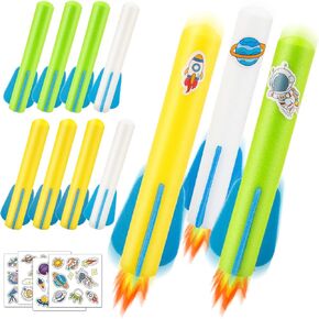 Banvih Toys Rocket Launcher for Kids, Easter Basket Stuffers for Ages 3 4 5 6 7 8+ Years Old, Stomp Outdoor Toys Games, Toddler Boys Birthday Gifts, 6 Foam Air Rockets, Launch up to 120+ft