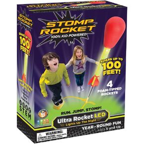 Stomp Rocket Ultra LED Rocket Launcher for Kids, 6 LED Foam Tipped Rockets - Fun Backyard & Outdoor Kids Toys Gifts for Boys & Girls - Toy Foam Blaster Set - Multi-Player Adjustable Launch Stand