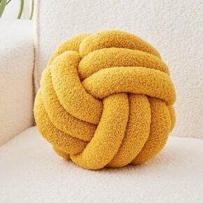 Decorative Throw Knot Pillow Ball for Home Chair Sofa Couch Bed Aesthetic Round Decor Pillows Lambswool Knotted Pillow Cushion (Coral, 8.7inches)