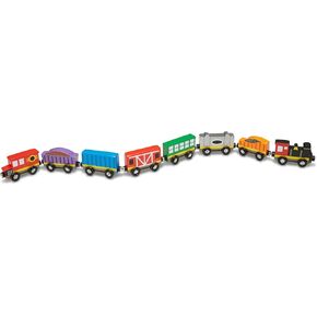 Melissa & Doug Wooden Magnetic Train Cars - 8 Piece Educational and Skill-Building Wooden Toy for Boys and Girls Magnetic Train, For Toddlers And Kids Ages 3+