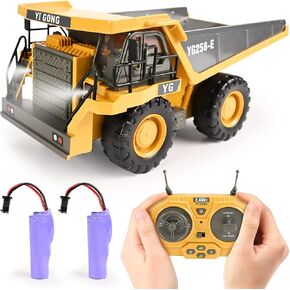 Remote Control Excavator Toys for Boys Turns 680-degree 2 Batteries Metal Shovel Lights/Sounds Construction Toys Birthday Gifts Boy Toys for 3 4 5 6 7 8 Years Old