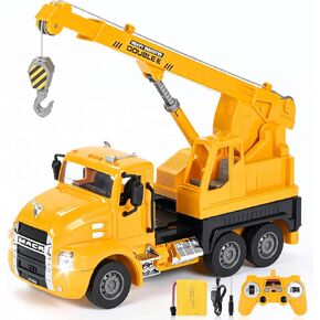 DOUBLE E Mack Licensed RC Crane, Remote Control Crane Construction Vehicles Toys, Crane Truck Toy for Boys, Crane Toy with Lights, Ideas Birthday/Xmas Gifts for Boys (RC Crane)
