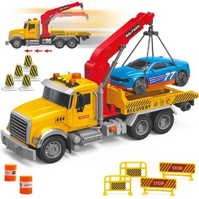 MOBIUS Toys Crane Truck Toy Set – Kids Construction Crane w/Extending Arm, Rotation, Props & Buttons + Sounds & Lights – Toy for Boys Age 4-7, Girls 3 Years Old+ in Kuwait