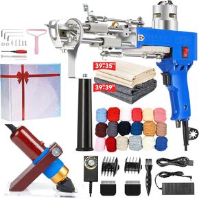 BESGEER Rug Tufting Gun with Carpet Trimmer Kit - Rug-Tuft-Gun-with-Tufting-Shears, 2 in 1 Cut Loop Pile Carpet Gun& Carving Clippers, Rug Maker Machine Starter Kit& Trimmer& Cloth& Yarn（Olive Black）