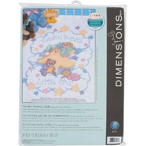 DIMENSIONS 3171 Twinkle Twinkle Twinkle Quilt Stamped Cross Stitch Kit, 34'' W x 43'' H White