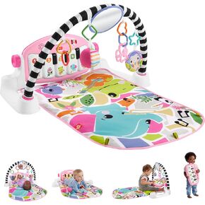 Fisher-Price Baby Playmat Glow and Grow Kick & Play Piano Gym, Blue Musical Learning Toy with Developmental Activities for Newborns 0+ Months