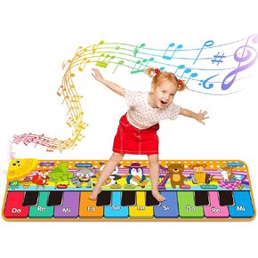 Kids Musical Piano Mats with 25 Music Sounds,Musical Toys Baby Floor Piano Keyboard Mat Carpet Animal Blanket Touch Playmat Early Education Toys for 1 2 3 4 5 6+ Year Girls Boys Toddlers