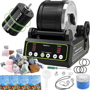 C1 Rock Tumbler Kit - Professional Large 2.5LB Capacity, Up to 5X More Noise Cancelling, Adjustable Timer & Speed with Full Accessories & Memory Function, Ideal for Adults Kids