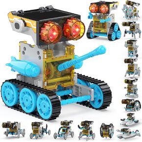 30-in-1 STEM SET Solar Robot Kit Toys ، 243 Piece Educational Building Science Experience Kit للأطفال الذين تتراوح أعمارهم بين 8-12 ، هدايا عيد ميلاد الأطفال الذين تتراوح أعمارهم بين 8 9 10 11 12 13 سنة (أصفر)