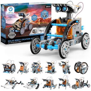 Sillbird STEM 12in1 Solar Robot Toys for Ages 8-13, Solar and Cell Powered Dual Drive Motor DIY Building Science Educational Kit, Gift for Kids 8 9 10 11 12 13 Years Old