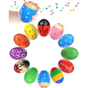 6 Pack Wooden Percussion Musical Shaker, Toddlers Stocking Stuffers 1 2 3 Year Old, Baby Christmas Stocking Easter Basket Stuffers Egg Fillers Easter Gifts Montessori Toys for Kids Boys Girls