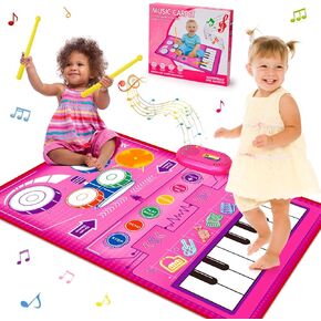 Tsomtto Floor Piano Mat للأطفال الصغار 1-3 مع 34 موسيقى أصواتا تعليمية أطفال تعليمية موسيقية ألعاب صغيرة عمرها 1-2 ألعاب تعليمية تفاعلية حسية لمدة 1 2 3 سنوات بوي فتاة عيد ميلاد عيد ميلاد عيد الفصح