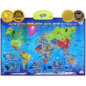 أفضل تعلم I -Boster My World Interactive Map - Talking Talking لعبة للأطفال من عمر 5 إلى 12 عامًا - هدية عيد ميلاد تعليمية مثالية