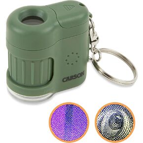 Carson MicroMini 20x Pocket Microscope, UV and LED Flashlight, Orange (MM-280O)