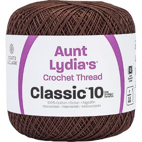 Coats Crochet 154-131 Aunt Lydia's Crochet, Cotton Classic Size 10, Fudge Brown