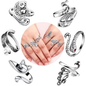 DTOFOOT 6pcs Knitting Crochet Loop Ring for Fingers Metal Open Yarn Guide Crochet Rings Adjustable Braided Faster Knitting Thimbles Holders Accessories for Crochet Mother Grandma Gifts with Box