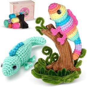 Gipony Crochet Kit for Beginners, Crochet Animal Kits, Amigurumi Crocheting Kit for Starters with Step-by-Step Video Tutorials, Beginner Crochet Kit for Adults (1Pack Blue Axolotl)