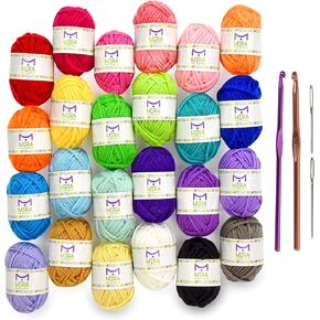 40 ألوان متنوعة من skeins الغزل الأكريلي مع 7 كتب إلكترونية - 875 ياردة من الغزل المثالي للكروشيه والحياكة المصغرة - بواسطة mira handcrafts