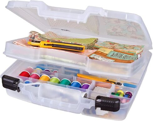 ArtBin 6977AB 12 inch Quick View Deep Base Carrying Case, Portable Art & Craft Organizer with Handle, [1] Plastic Storage Case, Translucent in Kuwait
