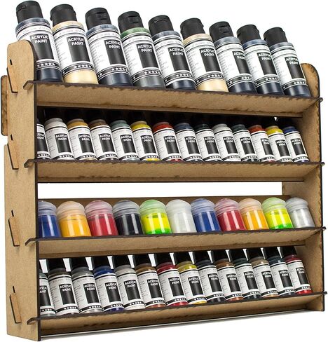 PROSCALE 2x Universal Wall Paint Organizer for Miniatures & Modeling, Vertical Paint Shelf with Flat Shelves (No Holes) for Mixed Bottle Sizes, Compatible with Vallejo, Citadel, Army Painter, AK in Saudi Arabia