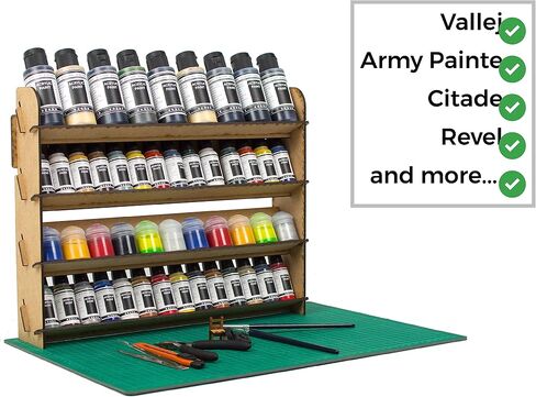PROSCALE 2x Universal Wall Paint Organizer for Miniatures & Modeling, Vertical Paint Shelf with Flat Shelves (No Holes) for Mixed Bottle Sizes, Compatible with Vallejo, Citadel, Army Painter, AK in Saudi Arabia