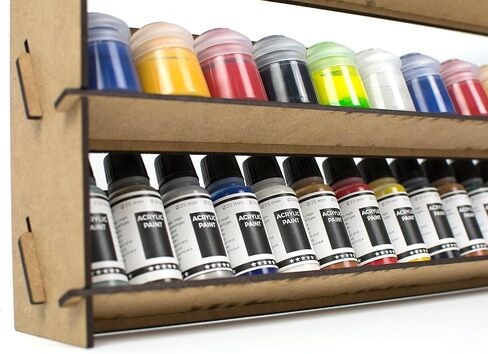 PROSCALE 2x Universal Wall Paint Organizer for Miniatures & Modeling, Vertical Paint Shelf with Flat Shelves (No Holes) for Mixed Bottle Sizes, Compatible with Vallejo, Citadel, Army Painter, AK in Saudi Arabia